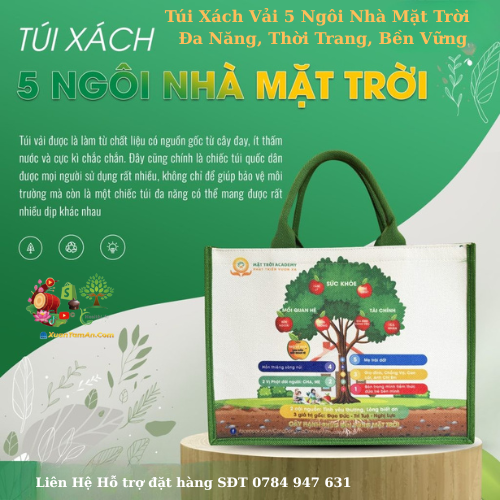 Túi Xách Vải 5 Ngôi Nhà Mặt Trời – Đa Năng, Thời Trang, Bền Vững